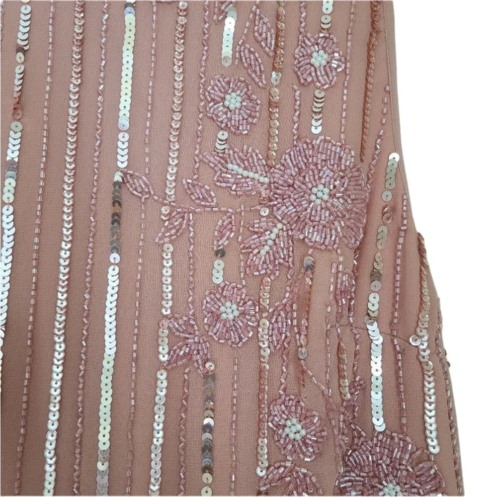 Mac Duggal STRIPED FLORAL EMBELLISHED SLEEVELESS MIDI DRESS size 10 - Picture 10 of 12